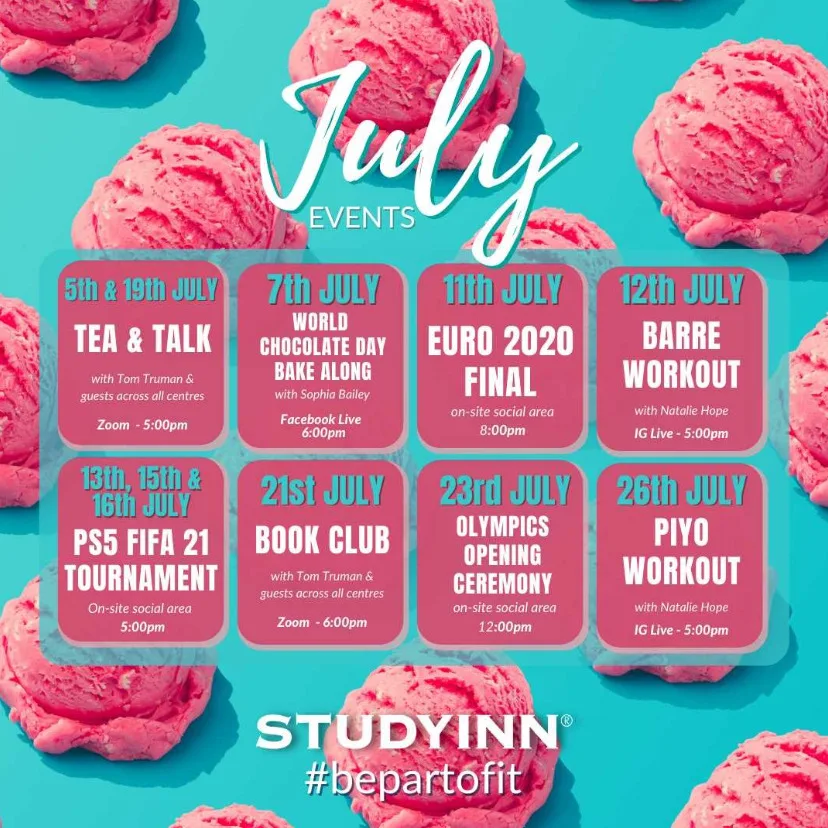 Study Inn July events for resident students