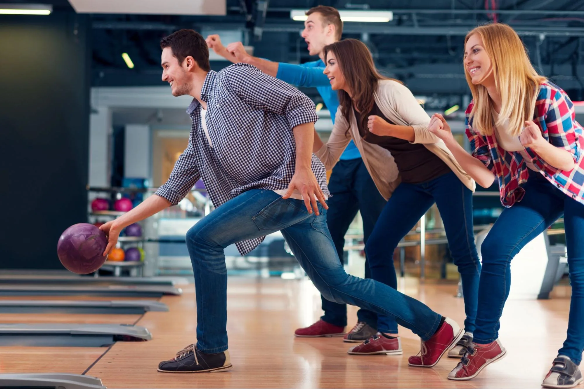 students bowling and having fun together