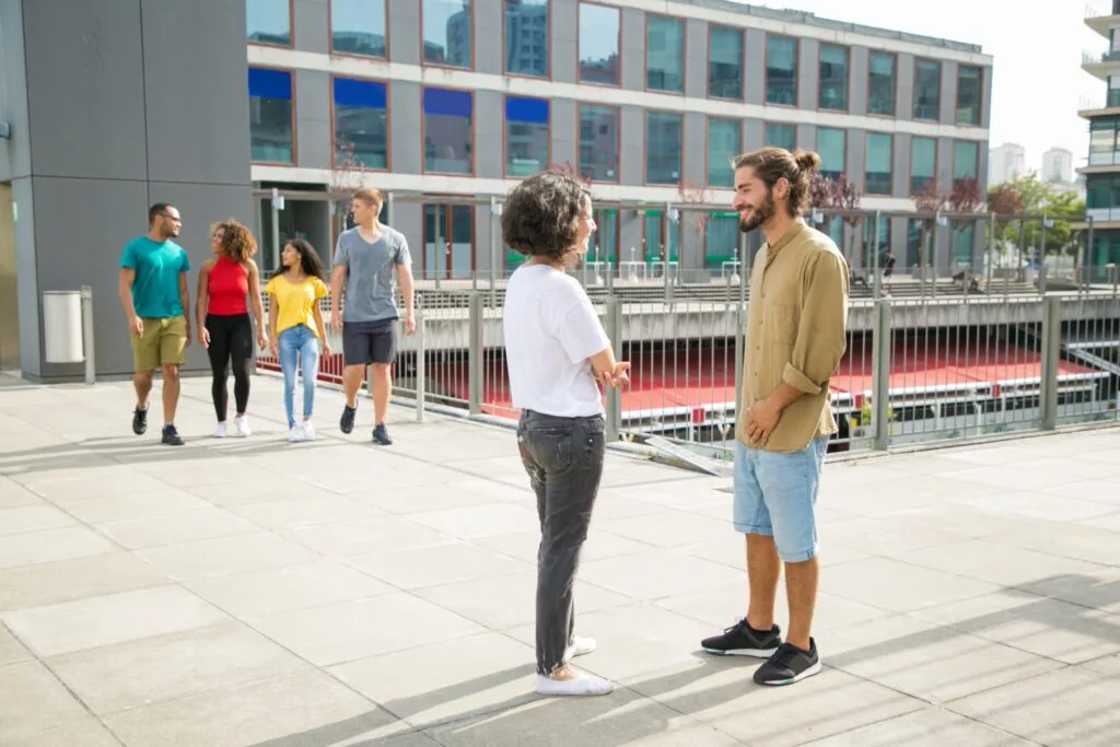 University students walking together on campus